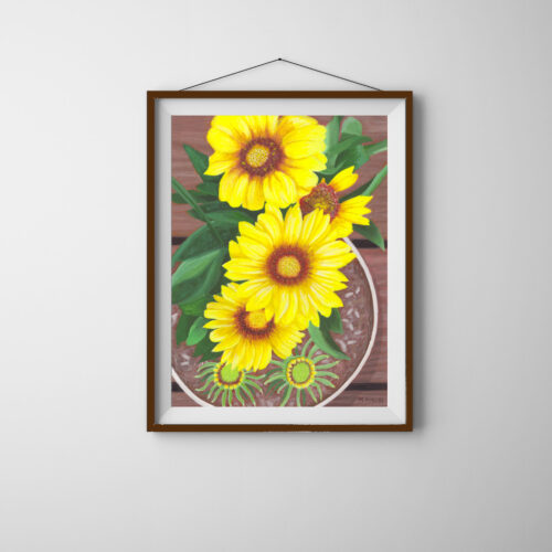 Sunflower Blooms - Original Gouache Painting