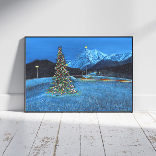 Glenn Highway Christmas Tree - Original Gouache Painting
