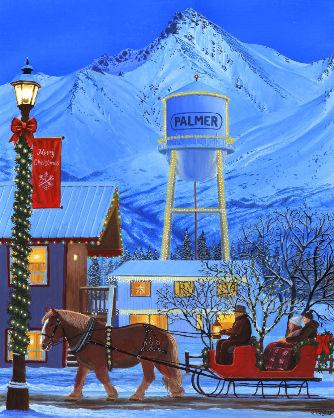 Christmas In Palmer - Original Gouache Painting - Image 2